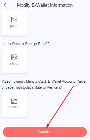 Click on confirm to submit your after login issue